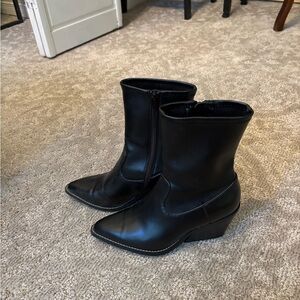 Black Leather Ankle Boots